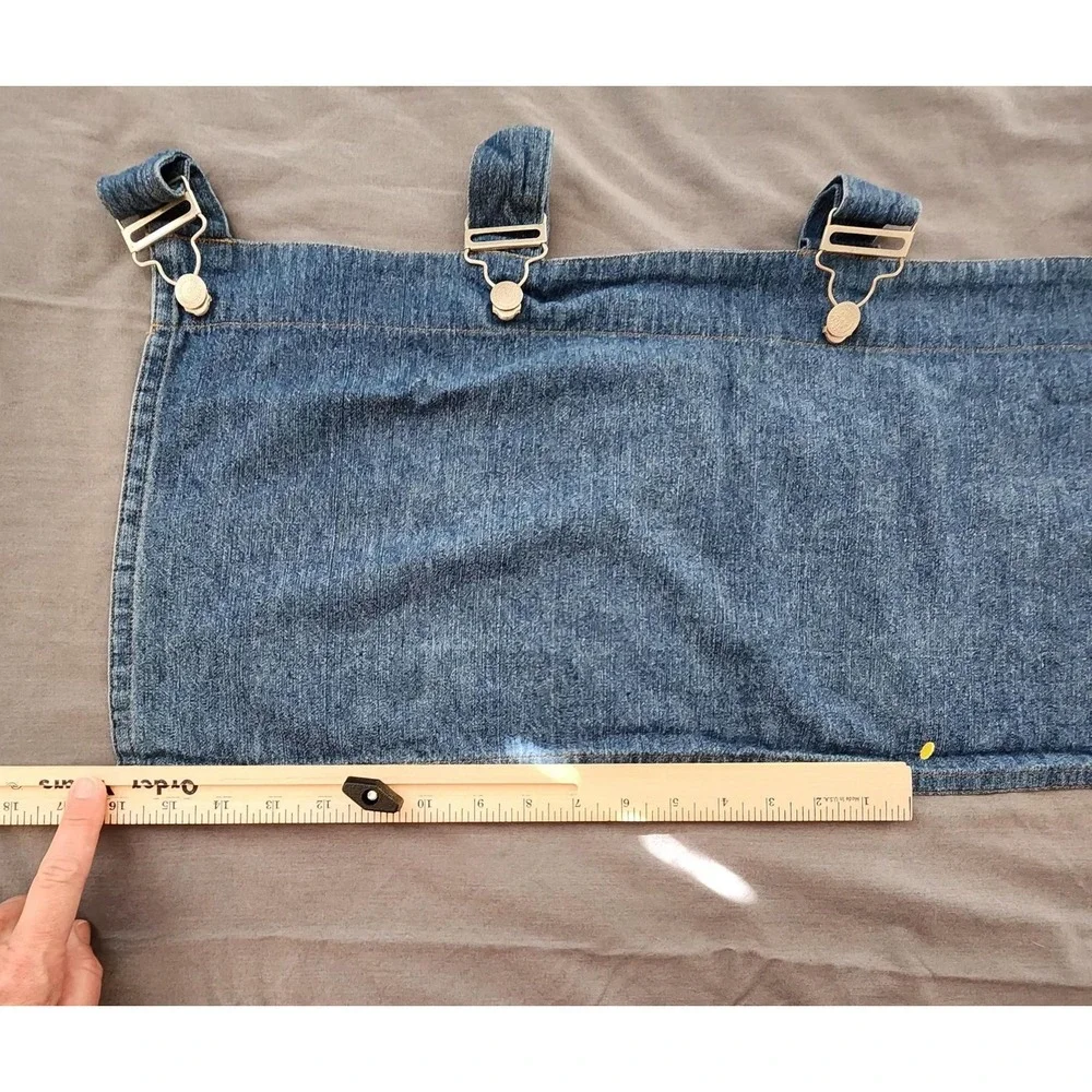Denim Curtain Valance Panel Overall‎ Tab Top Rustic Farmhouse Decor Window